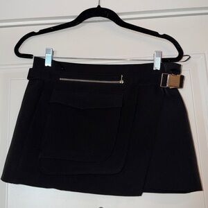 NWT Zara Black Utility Mini Skirt Buckle Detail - Size Medium